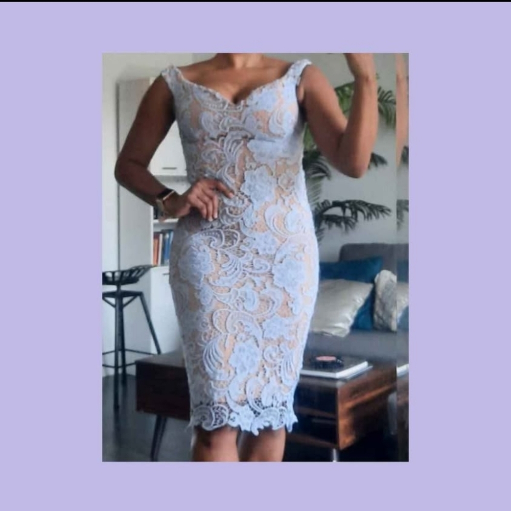 Lucy Wang Periwinkle Lace Floral Dress